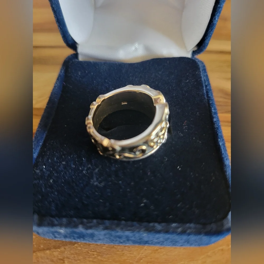 Montana Silversmiths Sterling Silver Antiqued Gold Accents Cz Stone Sz 6‎ New